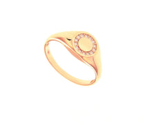 Charger l'image dans la galerie, 18k rose gold band chevalier zirconia ring, central 7mm sun, circle.
