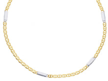 Load image into Gallery viewer, 18K YELLOW WHITE GOLD FLAT CHAIN NECKLACE 2.5mm MARINER OVALS & PLATES, 24" 60cm.