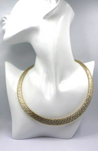 Load image into Gallery viewer, 18k gold multi-strand braided fabric effect choker necklace flat 5-12 mm wide.
