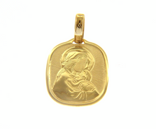 Load image into Gallery viewer, 18K YELLOW GOLD PENDANT SQUARE VIRGIN MARY AND JESUS 20mm MEDAL ENGRAVABLE.
