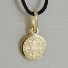 Load image into Gallery viewer, solid 18k yellow gold St Saint Benedict small 9 mm medal pendant with Cross.