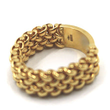 Load image into Gallery viewer, SOLID 18K YELLOW GOLD BAND FLEXIBLE RING OVAL ROUNDED CROSSED BRAIDED LINKS 8mm.