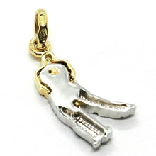Load image into Gallery viewer, SOLID 18K YELLOW WHITE GOLD 20mm 0.8" GOLF PLAYER PENDANT, ITALY MADE.