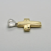 Load image into Gallery viewer, 18k white and yellow gold cross stylized very luster made in Italy 1 inches.