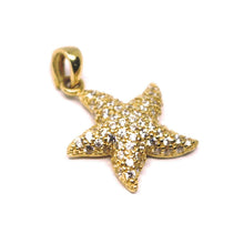 Load image into Gallery viewer, SOLID 18K ROSE GOLD PENDANT STARFISH STAR WITH CUBIC ZIRCONIA 16mm 0.63 inches.
