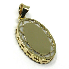 Load image into Gallery viewer, 18k yellow white gold miraculous medal, mother of pearl, zirconia, pendant.