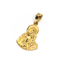 Load image into Gallery viewer, 18K YELLOW GOLD VIRGIN MARY AND JESUS CHRIST 20mm FLAT VERY DETAILED PENDANT.