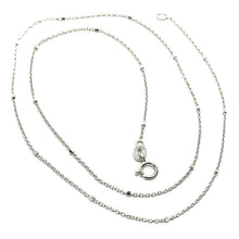 Load image into Gallery viewer, 18K WHITE GOLD CHAIN MINI THIN CIRCLE ROLO 1mm ALTERNATE FACETED CUBES 16".