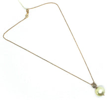 Cargar imagen en el visor de la galería, 18k rose gold necklace brown ct 1.07 diamond cream south sea 15mm pearl, rolo.