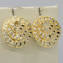 Load image into Gallery viewer, 18K YELLOW GOLD ROUND BUTTON EARRINGS, FINELY WORKED AND ONDULATE, MADE IN ITALY.