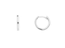 Load image into Gallery viewer, 18K WHITE GOLD HOOPS SMALL EARRINGS DIAMETER 10mm SQUARE TUBE THICKNESS 1.5mm.