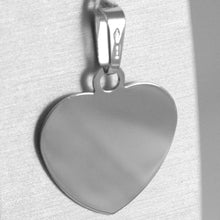 Cargar imagen en el visor de la galería, 18k white gold heart, photo & text engraved personalized pendant 22 mm, medal.