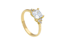 Load image into Gallery viewer, 18K YELLOW GOLD SOLITAIRE TRILOGY ENGAGEMENT RING WITH 6mm PRINCESS CUT ZIRCONIA.
