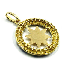 Load image into Gallery viewer, 18k yellow gold compass wind rose pendant, 2.3cm, enamel nautical flags.