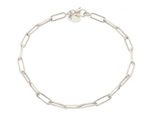 Load image into Gallery viewer, 18K WHITE GOLD BRACELET SQUARED OVAL PAPER CLIP 3x10mm LINKS, 7.5" 19cm ITALY.