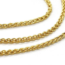Cargar imagen en el visor de la galería, 18K YELLOW GOLD CHAIN SPIGA EAR BRAIDED LINK 2 MM, 24 INCHES, 60 CM, ITALY MADE.
