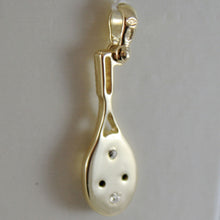 Load image into Gallery viewer, SOLID 18K WHITE & YELLOW GOLD TENNIS RACKET WITH BALL PENDANT MADE IN ITALY.