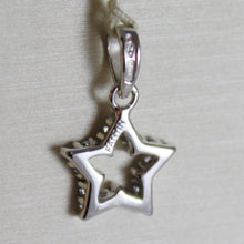 Load image into Gallery viewer, 18k white gold mini star pendant, length 0.63 inches, zirconia.