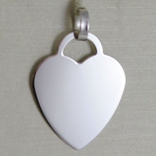 Load image into Gallery viewer, 18k white gold heart charm pendant engravable flat smooth shiny made in Italy.