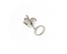 Cargar imagen en el visor de la galería, 18K WHITE GOLD BUTTON SINGLE EARRING, FLAT SMALL LETTER INITIAL O, 6mm 0.24".
