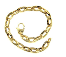 Cargar imagen en el visor de la galería, 18K YELLOW GOLD BRACELET, 19cm 7.5", OVAL ROUNDED LINKS 8mm 0.3", MADE IN ITALY.