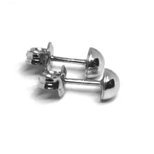 Cargar imagen en el visor de la galería, 18k white gold earrings, mini half sphere, diameter 5 mm, 0.2", made in Italy.