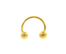Load image into Gallery viewer, 18K YELLOW GOLD PIERCING, BARBELL CURVE CIRCULAR, BALLS 5mm MADE IN ITALY.
