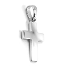 Load image into Gallery viewer, SOLID 18K WHITE GOLD CROSS, SQUARE ROUNDED 18mm, 0.71 inches, MADE IN ITALY.