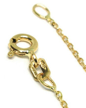 Load image into Gallery viewer, 18K YELLOW GOLD SQUARE ROLO CHAIN NECKLACE, 18 INCHES, 3 HEARTS, MADE IN ITALY.