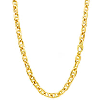 Cargar imagen en el visor de la galería, 18K YELLOW GOLD CHAIN BIG MARINER ANCHOR OVAL TUBE STRETCHED LINKS 12x7 mm, 18".
