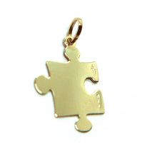 Cargar imagen en el visor de la galería, 18K YELLOW GOLD CHARM PENDANT, 20mm 0.8" PUZZLE PIECE, FLAT, MADE IN ITALY.
