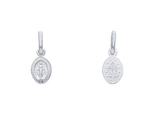 Load image into Gallery viewer, solid 18k white gold Miraculous medal pendant, Virgin Mary, Madonna, small 8x5mm.