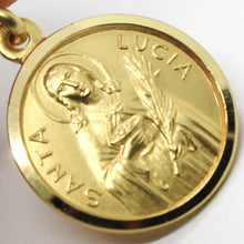 Load image into Gallery viewer, 18k yellow gold Holy St Saint Santa Lucia Lucy round medal pendant, 17 mm.
