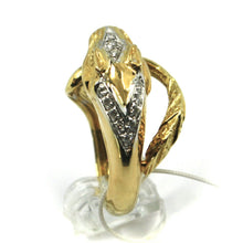 Load image into Gallery viewer, SOLID 18K YELLOW WHITE GOLD SNAKE BAND RING, FINELY WORKED WITH DIAMONDS.