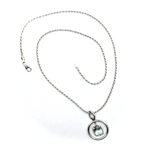 Load image into Gallery viewer, solid 18k white gold oval aquamarine 1.80 ct circle pendant, rope chain necklace.