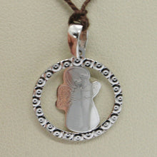 Load image into Gallery viewer, SOLID 18K WHITE GOLD PENDANT MEDAL, STYLIZED GUARDIAN ANGEL, MADE IN ITALY.