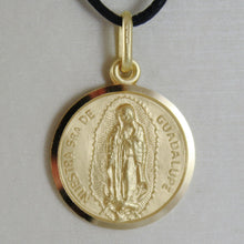 Load image into Gallery viewer, solid 18k yellow gold Senora Lady of Guadalupe, 17 mm, round medal pendant.