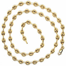 Cargar imagen en el visor de la galería, 18k yellow gold big mariner chain 5 mm, 24 inches, anchor puffed necklace.