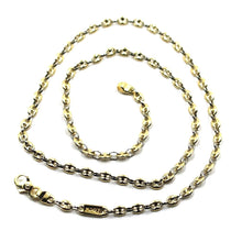 Load image into Gallery viewer, SOLID 18K YELLOW WHITE GOLD MARINER NAUTICAL CHAIN OVAL 3.8mm 20&quot; ITALY NECKLACE.
