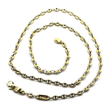 Load image into Gallery viewer, SOLID 18K YELLOW WHITE GOLD MARINER NAUTICAL CHAIN OVAL 3.8mm 20" ITALY NECKLACE.