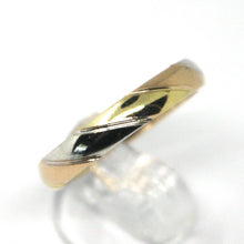 Load image into Gallery viewer, SOLID 18K YELLOW WHITE ROSE GOLD BAND RING, WOVEN, TWISTED, MADE IN ITALY.