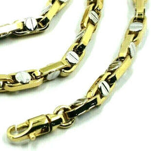 Load image into Gallery viewer, 18K YELLOW WHITE GOLD BRACELET 4.5mm ROUNDED OVAL LINK WITH BUTTON, 21cm 8.3".