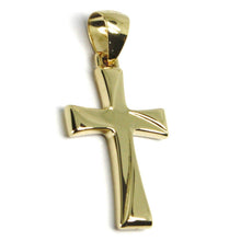 Cargar imagen en el visor de la galería, 18K YELLOW GOLD CROSS, SQUARED 25mm, 0.98 inches, SMOOTH, TUBE, MADE IN ITALY.