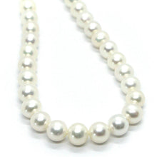 Cargar imagen en el visor de la galería, 18k white gold 7/7.5 mm round white freshwater pearls necklace, 43cm 17".