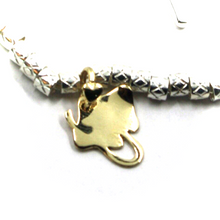 Charger l'image dans la galerie, 925 STERLING SILVER TUBES CUBES BRACELET, 9K YELLOW GOLD 15mm RAJIFORMES PENDANT.