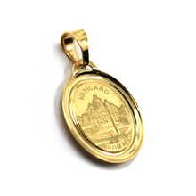 Load image into Gallery viewer, 18k yellow gold enamel oval Miraculous medal pendant 17x15mm Virgin Mary Madonna.