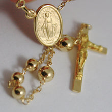 Cargar imagen en el visor de la galería, 18k yellow gold big rosary necklace miraculous Mary medal Jesus cross Italy made.