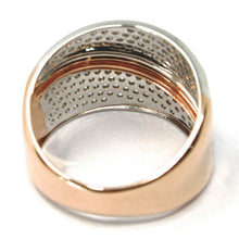 Load image into Gallery viewer, SOLID 18K ROSE WHITE GOLD BAND RING, ALTERNATE DOUBLE WAVES OF CUBIC ZIRCONIA.