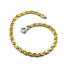 Load image into Gallery viewer, solid 18k yellow white gold bracelet flat 4mm infinite figure 8 oval wave links.