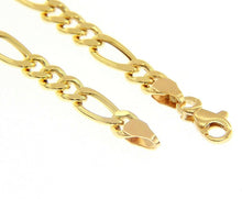 Cargar imagen en el visor de la galería, 18k yellow gold bracelet big 5 mm rounded figaro gourmette alternate 3+1, 8.3".